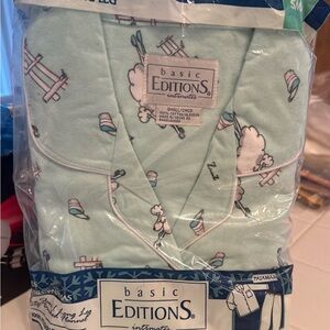 NWT - Basic Editions Mint Green Sheep Print Pajama Top | S